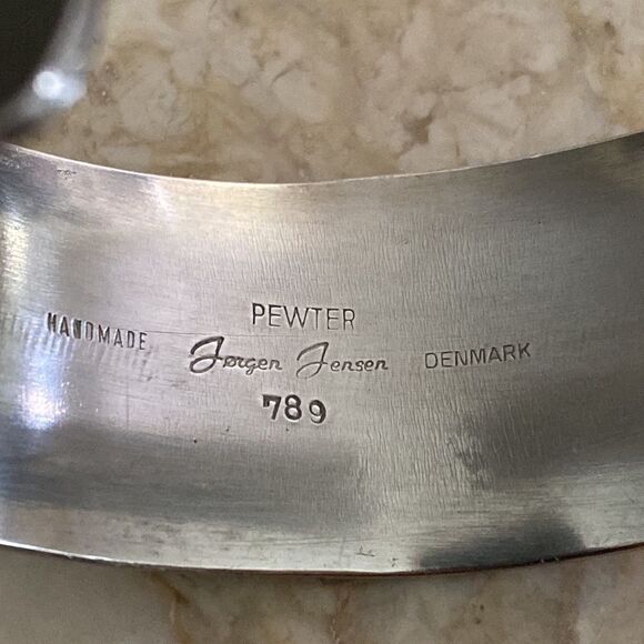 Jørgen Jensen Denmark Scandinavian Vintage Handmade Pewter Cuff Bracelet RARE - Picture 6 of 9